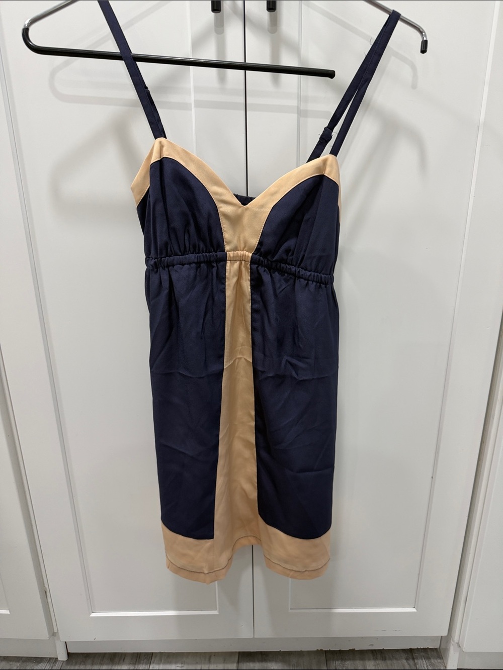 Chloe K Navy and Beige Mini Dress
